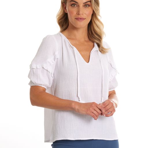 Double Ruffle Top Maraschino Red LS main image 0