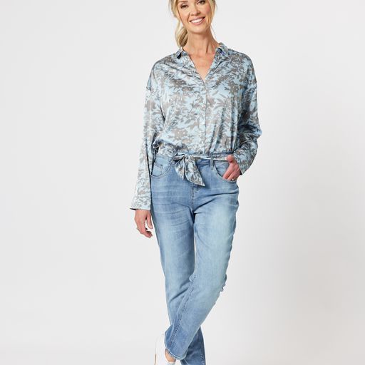 Top - GS Susie Floral Print Shirt with Belt