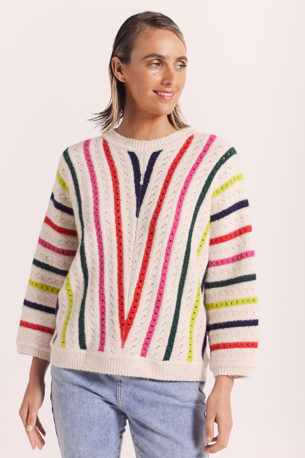 Jumper - Wool Blend Chevron Knit Sweater by Wear Colour