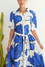 Dress - Poppy Blue Hibiscus by COLLECTIVO