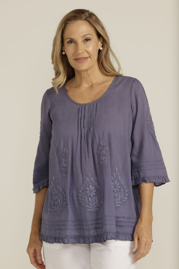 Top - Trapeze Cotton with Hand Embroidery by Goondiwindi Cotton