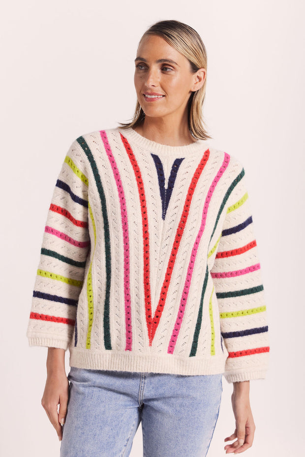 Jumper - Wool Blend Chevron Knit Sweater by Wear Colour