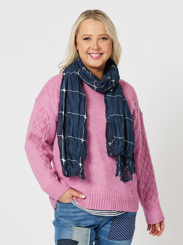 Scarf - Check Navy