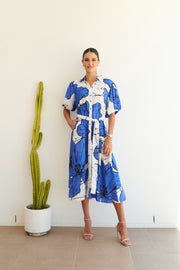 Dress - Poppy Blue Hibiscus by COLLECTIVO