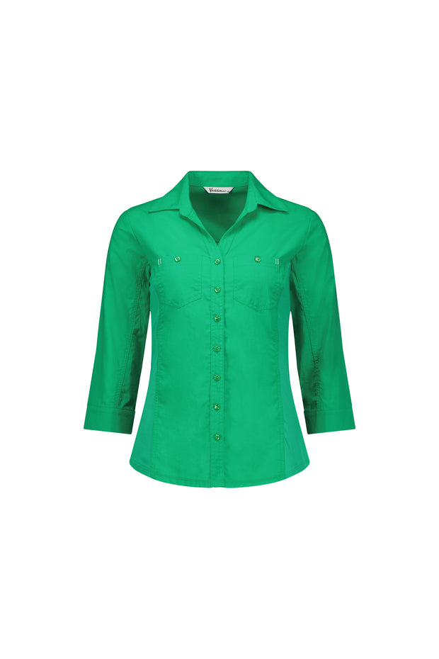 Top - Button up Rib Panel Shirt by Vassalli