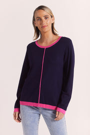 Jumper - Navy/Fuchsia Sweater