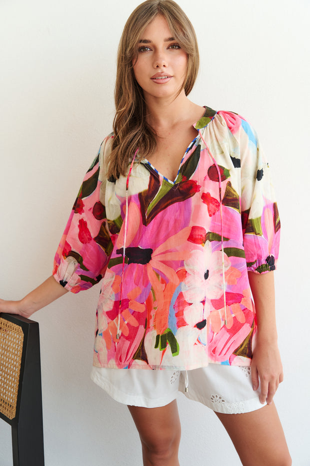 Top - Renee Blouse in Summer Blossom by COLLECTIVO