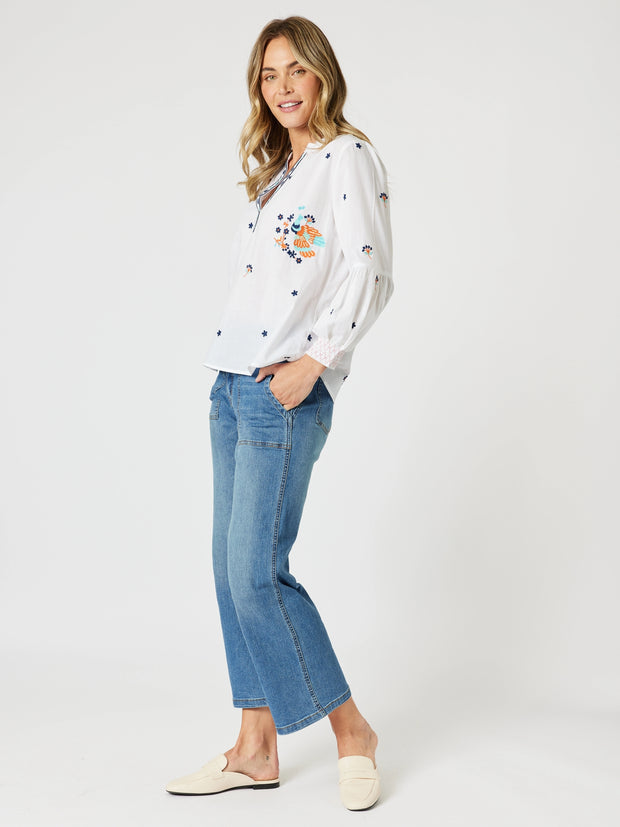 Top - Birdie Embroidered Blouse by GS