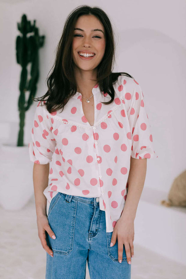 Top - Pink & White Spot by Joop & Gypsy