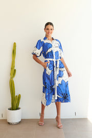 Dress - Poppy Blue Hibiscus by COLLECTIVO