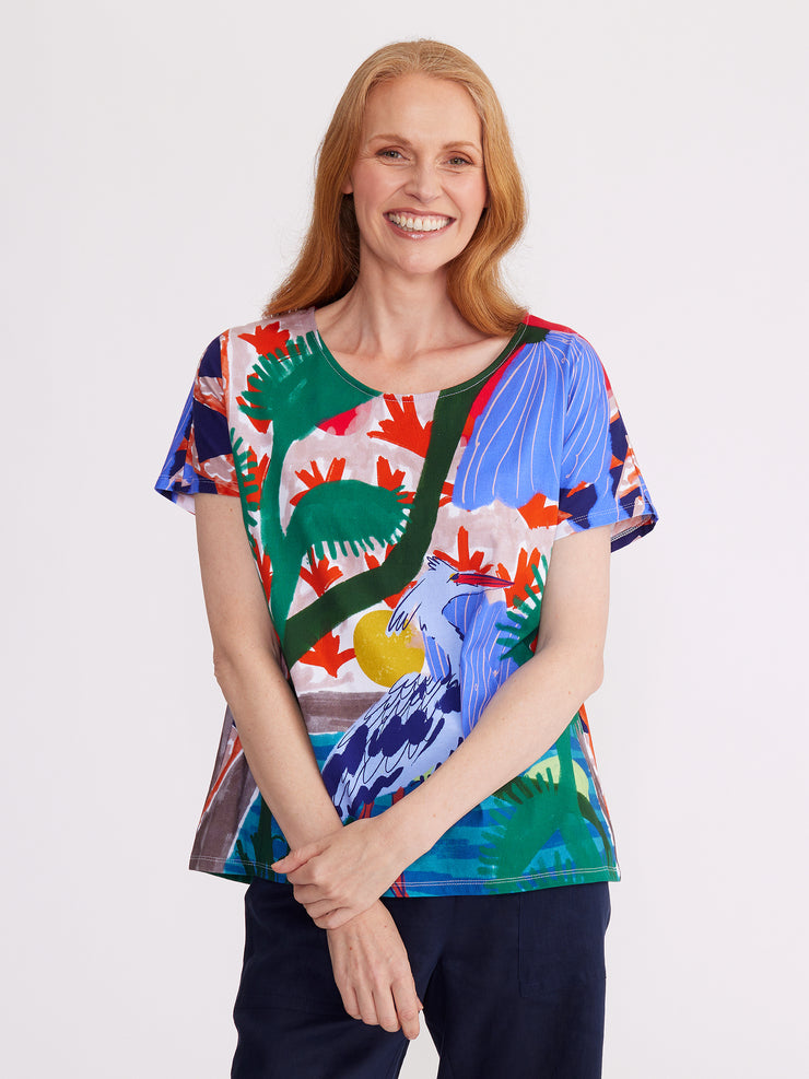 Top - Crane Print Tee by Yarra Trail