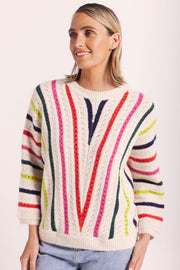 Jumper - Wool Blend Chevron Knit Sweater by Wear Colour
