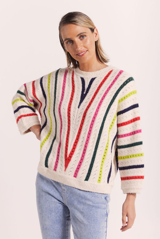 Jumper - Wool Blend Chevron Knit Sweater by Wear Colour