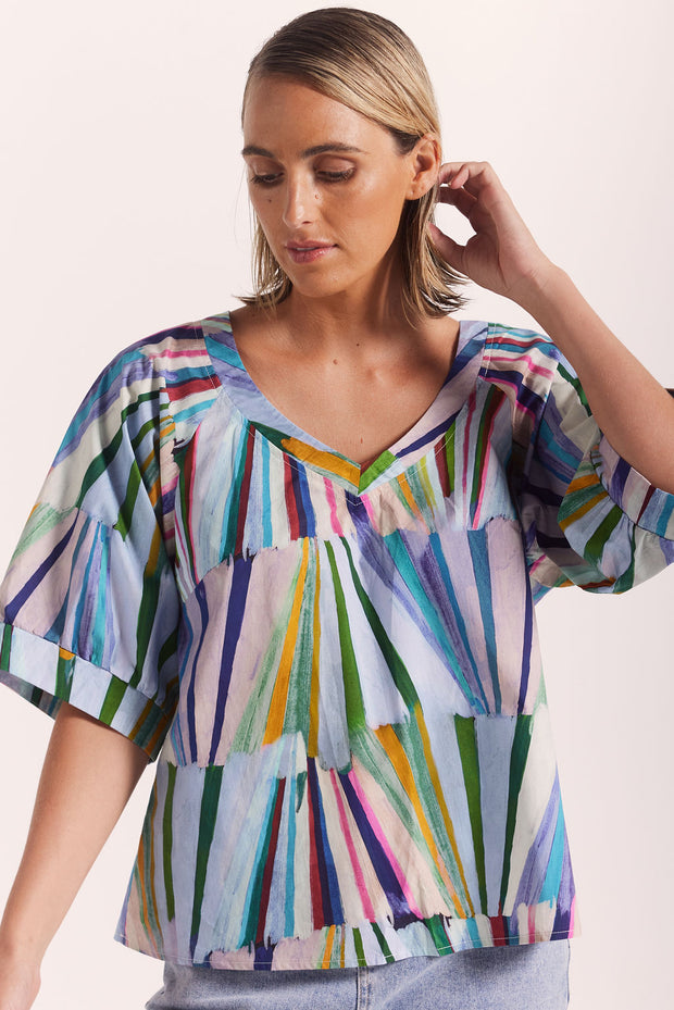 Top - Kaleidoscope Cotton Half Sleeve