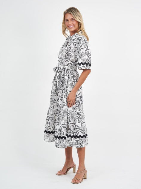 Dress - Linen Ric Rac Print Shirt Dress – Juicy Secrets