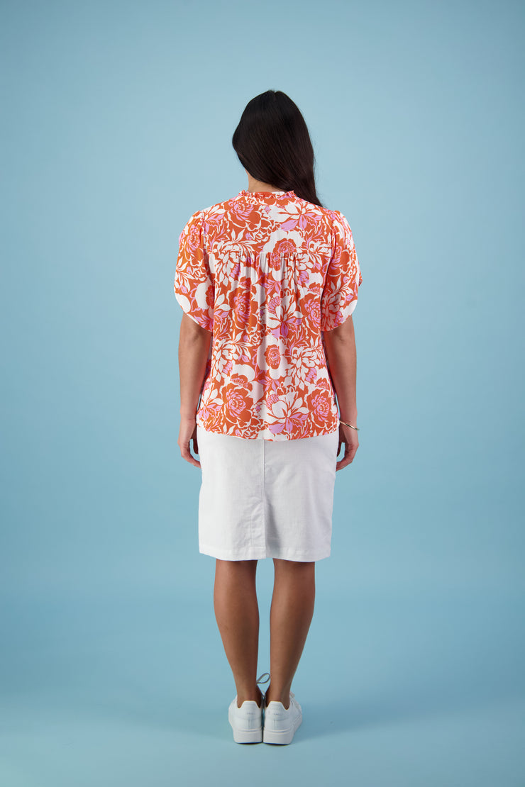 Top - Button Up with Petal SLV by Vassalli