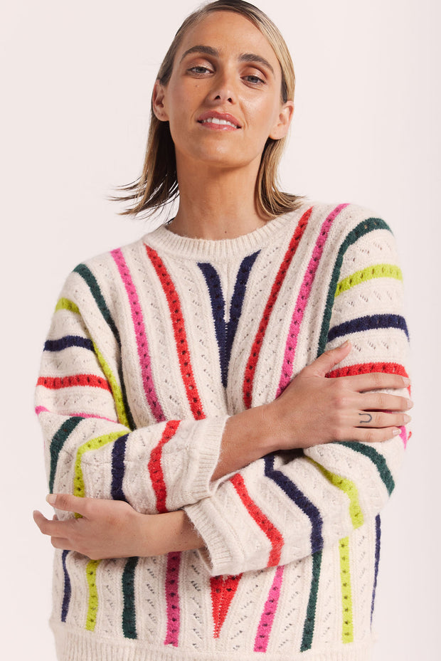Jumper - Wool Blend Chevron Knit Sweater by Wear Colour