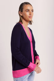 Cardigan - Navy/Fuchsia