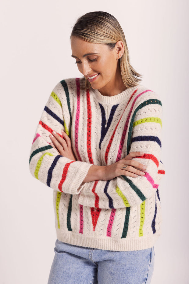 Jumper - Wool Blend Chevron Knit Sweater by Wear Colour