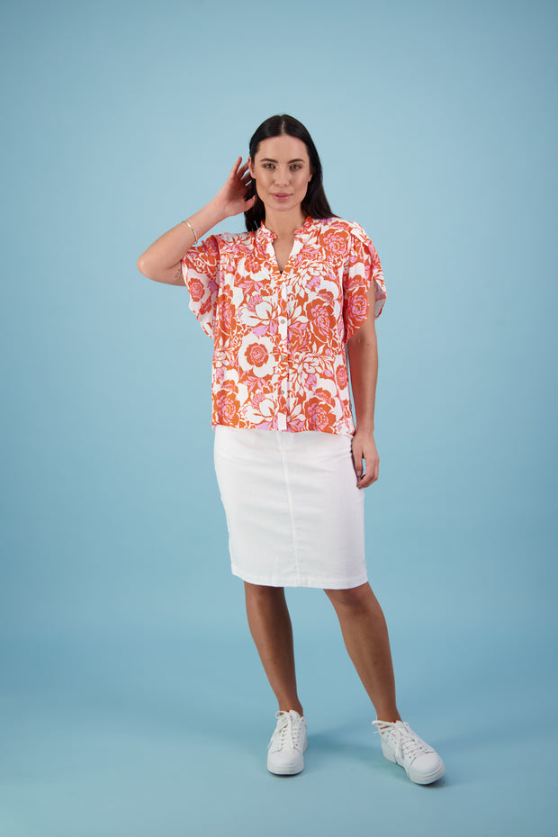 Top - Button Up with Petal SLV by Vassalli