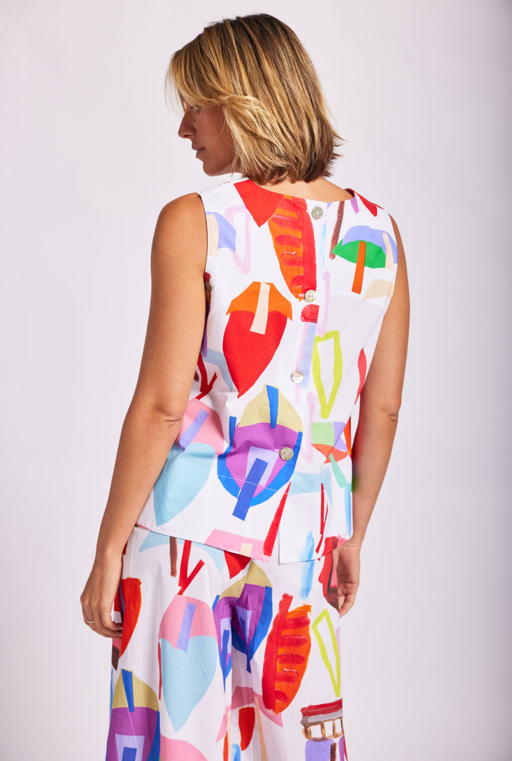 Top - Sailboat Cotton SL BTN Back by Wear Colour