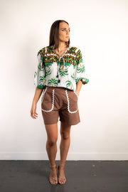 Top - Miami Palms Peasant Blouse by Collectivo