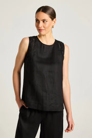 Top - Carina Black Linen by Yarra Trail
