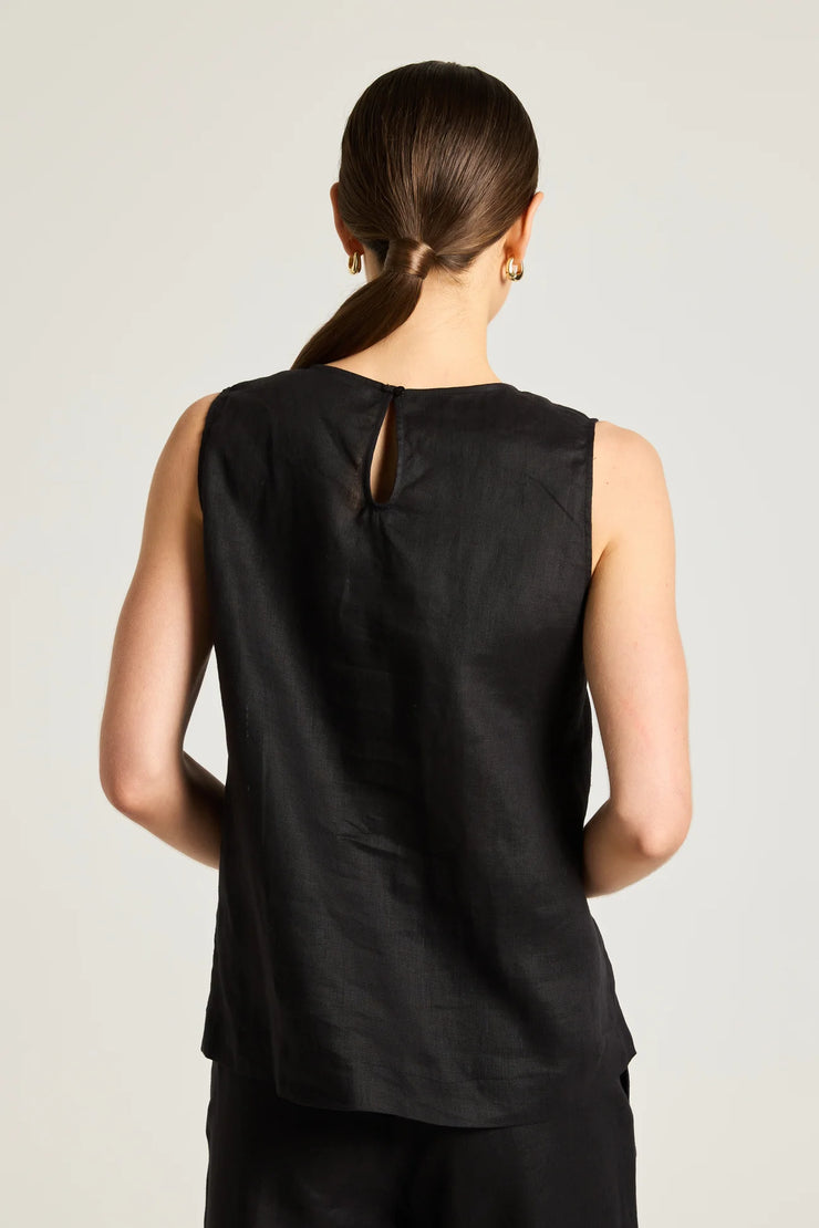 Top - Carina Black Linen by Yarra Trail