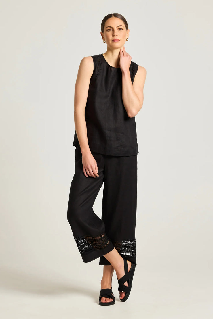 Top - Carina Black Linen by Yarra Trail