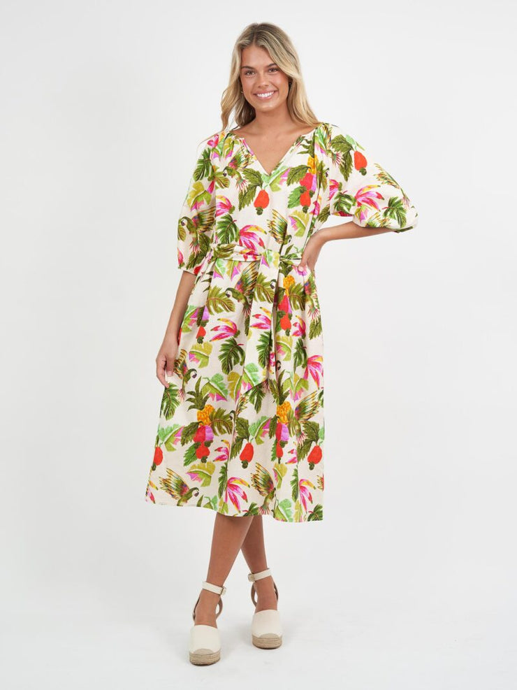 Dress - Linen Midi Tropic