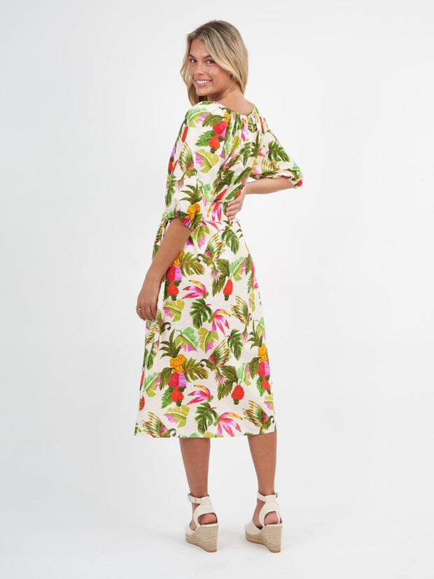 Dress - Linen Midi Tropic