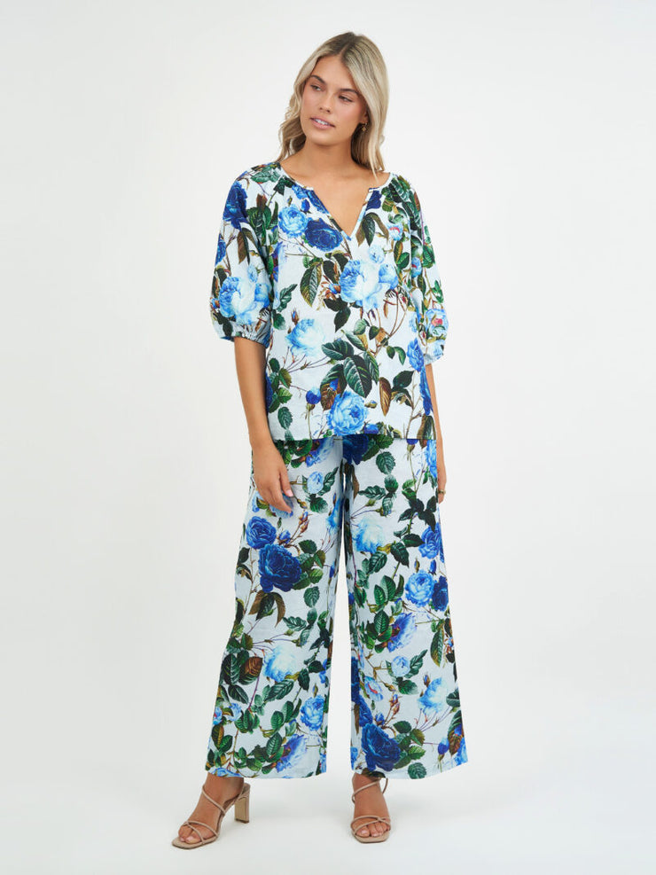 Pant - Sky Floral Linen Pant