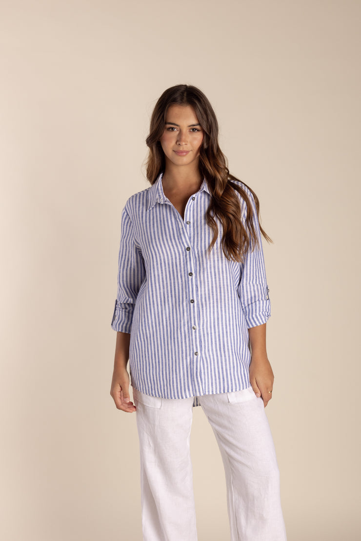 Top - Linen Stripe Shirt
