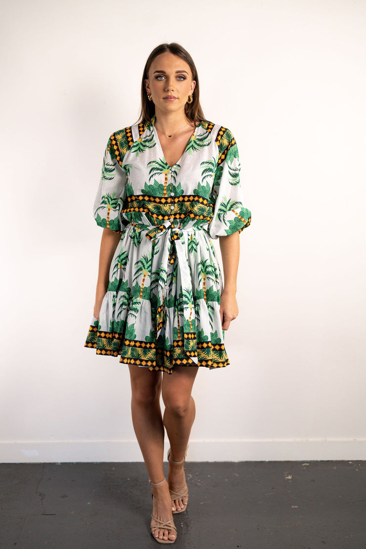 Dress - Miami Palms Flounce by Collectivo