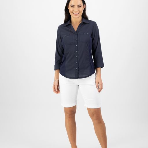 Top - Button up Rib Panel Shirt by Vassalli
