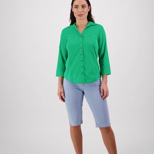 Top - Button up Rib Panel Shirt by Vassalli