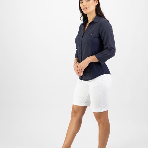 Top - Button up Rib Panel Shirt by Vassalli