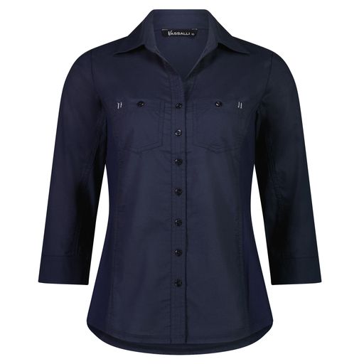 Top - Button up Rib Panel Shirt by Vassalli