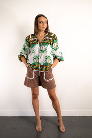 Top - Miami Palms Peasant Blouse by Collectivo
