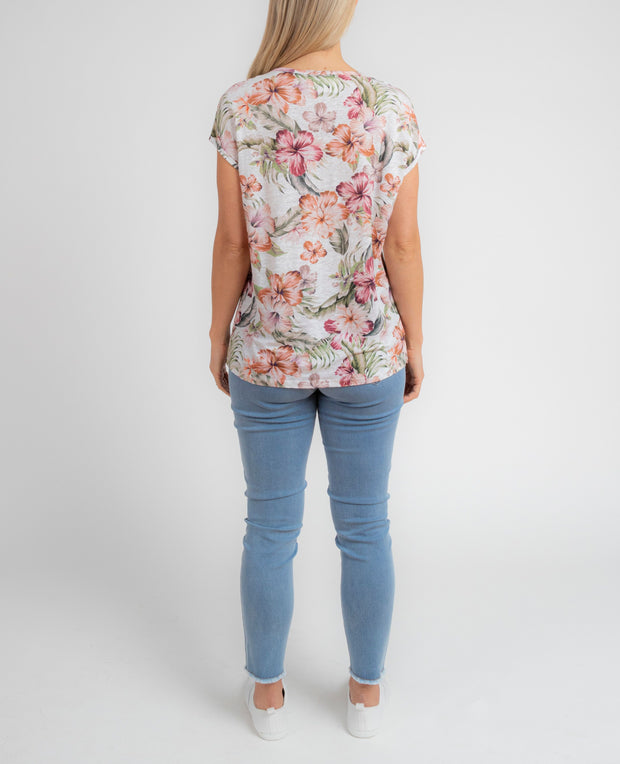 Top - Tropical Spice Linen Tee by JUMP