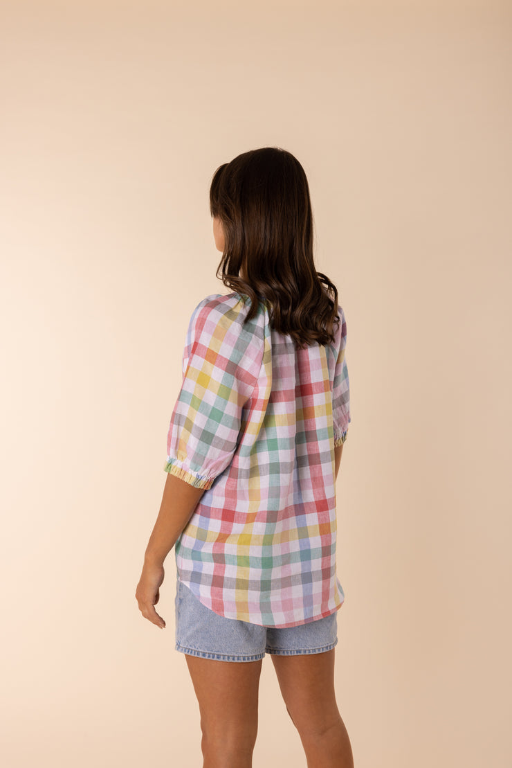 Top - Linen Multi Check