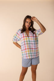 Top - Linen Multi Check