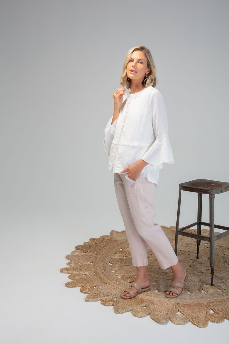 Jacket - White Fringe Trim by PingPong