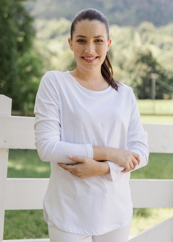 Top - 100% Cotton Slub Long Sleeve Tee Shirt by Goondiwindi Cotton