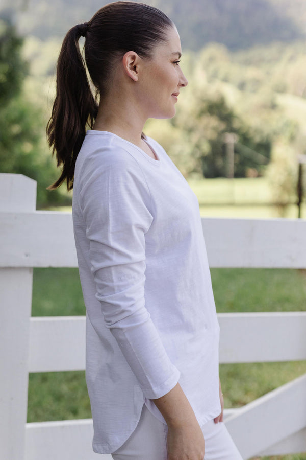 Top - 100% Cotton Slub Long Sleeve Tee Shirt by Goondiwindi Cotton