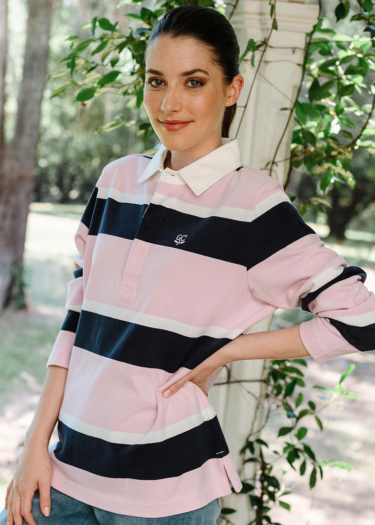 Top - Pink Stripe Rugby by Goondiwindi Cotton