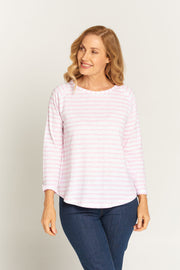 Top - Printed Stripe LongSLV Tee by Goondiwindi Cotton