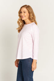 Top - Printed Stripe LongSLV Tee by Goondiwindi Cotton