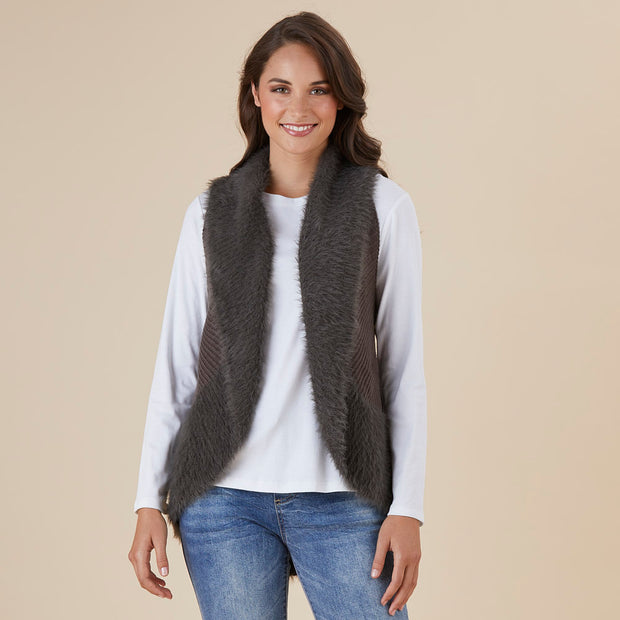Vest - Faux Fur Charcoal by Threadz