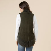 Vest - Faux Fur Dark Khaki by Threadz